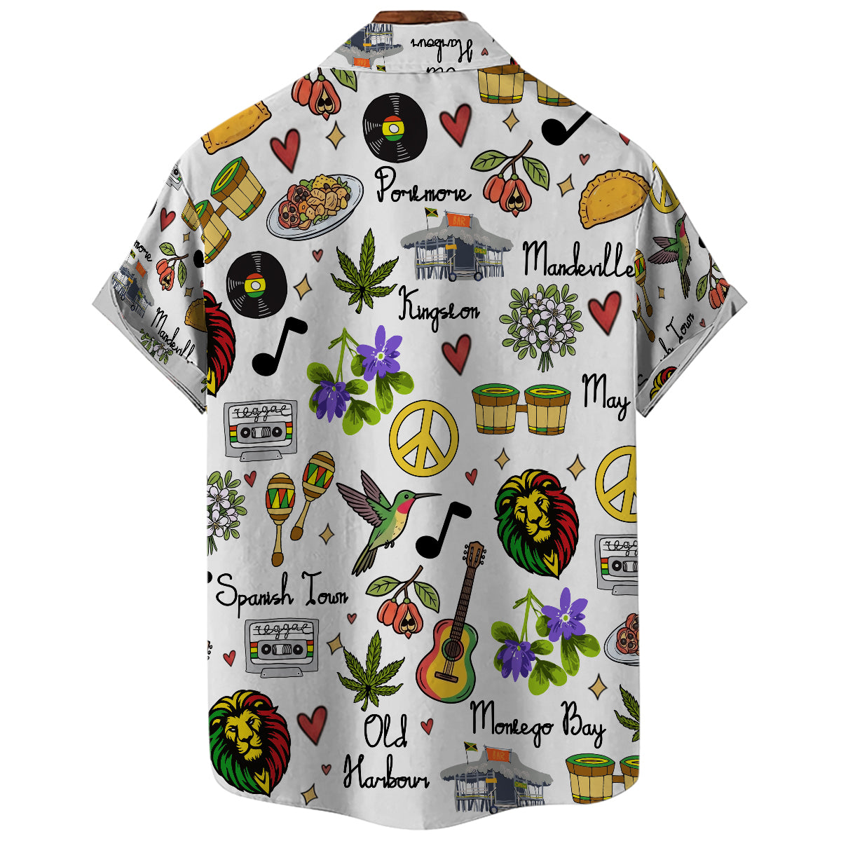 Jamaica Hawaiian Shirt with Cultural Doodle Icons