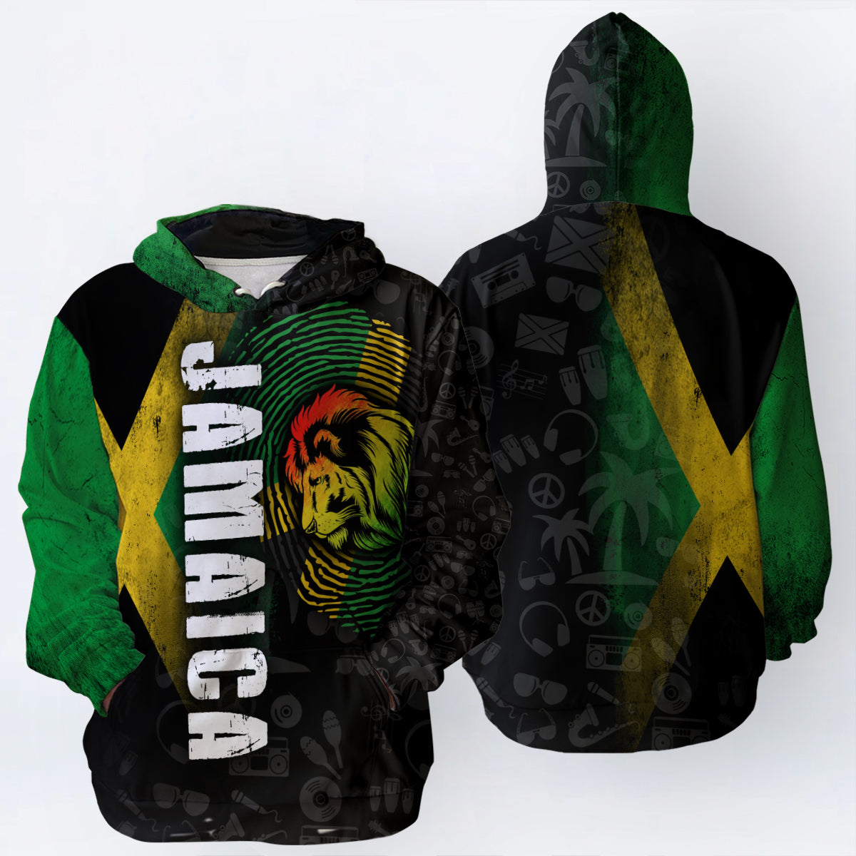 Jamaica Flag Symbols Custom Your Name 3D Hoodie