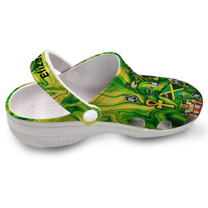 Custom Jamaica Clogs Shoes With Jamaican Symbols Marbled