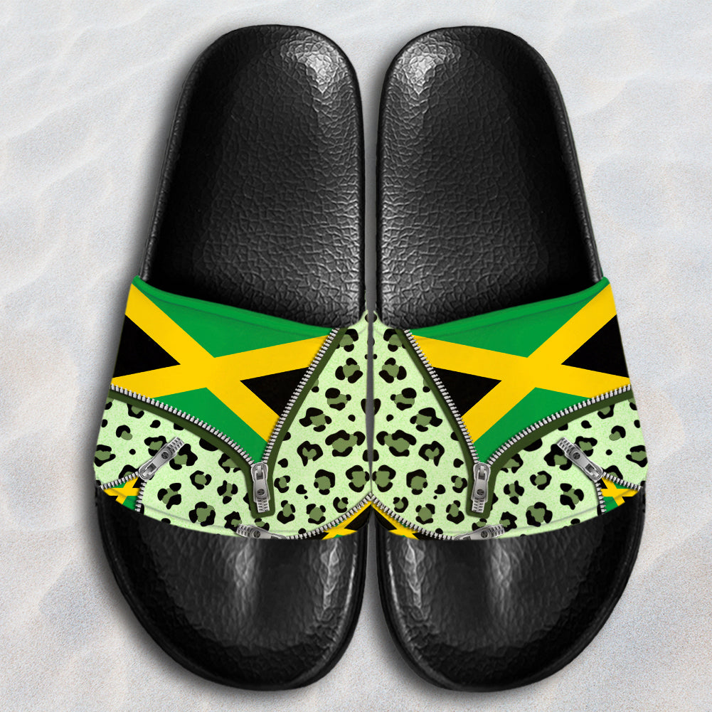 Jamaica Flag Custom Slide Sandals With Pattern