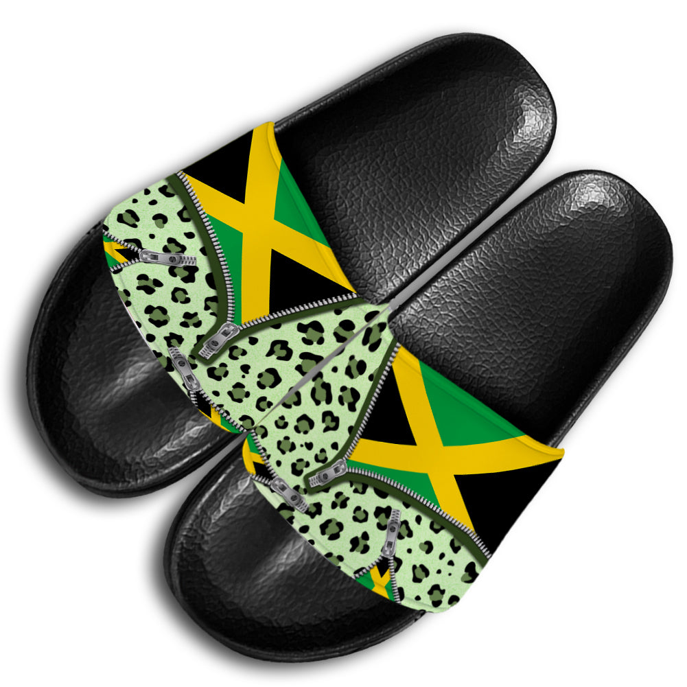 Jamaica Flag Custom Slide Sandals With Pattern