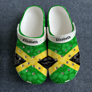 Jamaica Flag Personalized Clogs Shoes With Symbols Shadow Effect