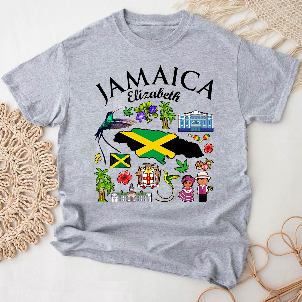 Customized Jamaica T-shirt With Symbols And Name