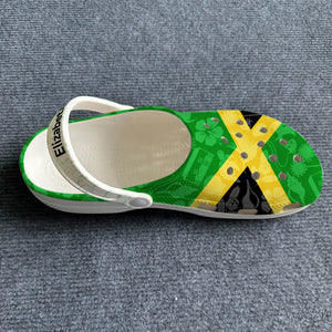 Jamaica Flag Personalized Clogs Shoes With Symbols Shadow Effect