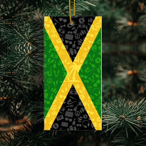 Jamaica Shaped Acrylic Ornament With Flag And Symbols