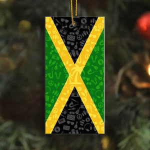 Jamaica Shaped Acrylic Ornament With Flag And Symbols