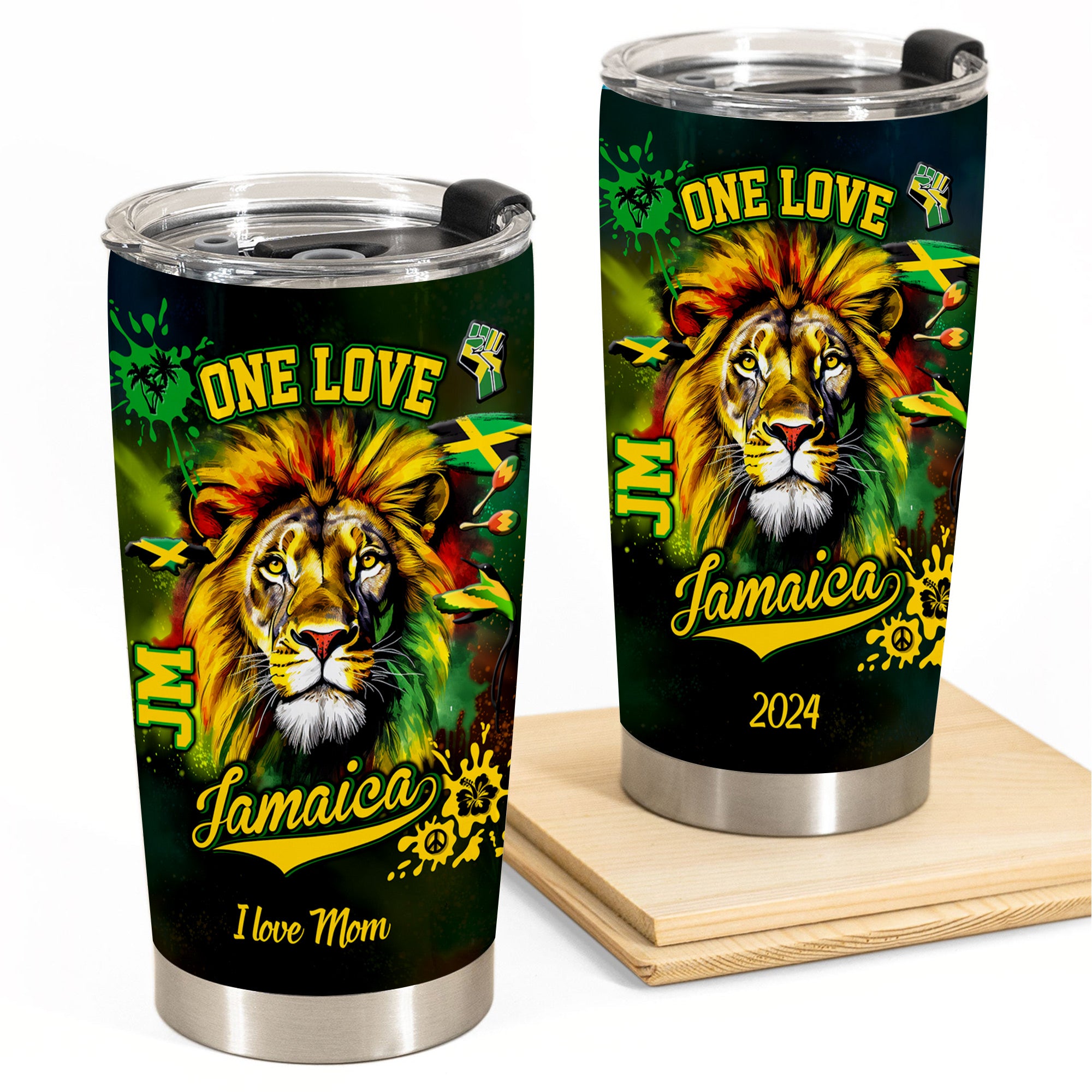 Custom Jamaica One Love Tumbler With Many Symbols