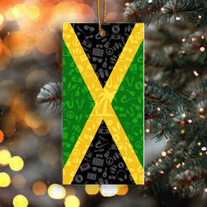 Jamaica Shaped Acrylic Ornament With Flag And Symbols