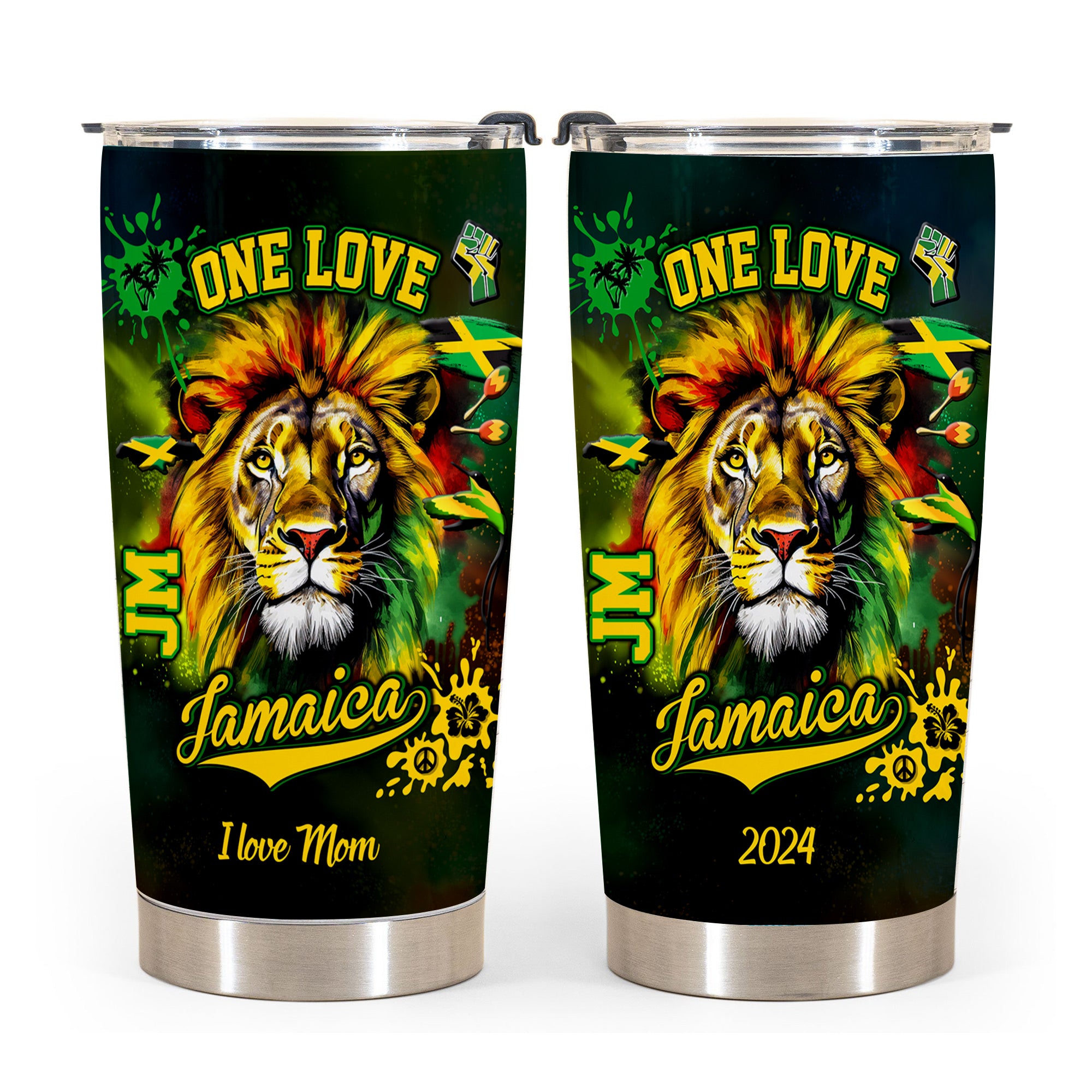 Custom Jamaica One Love Tumbler With Many Symbols