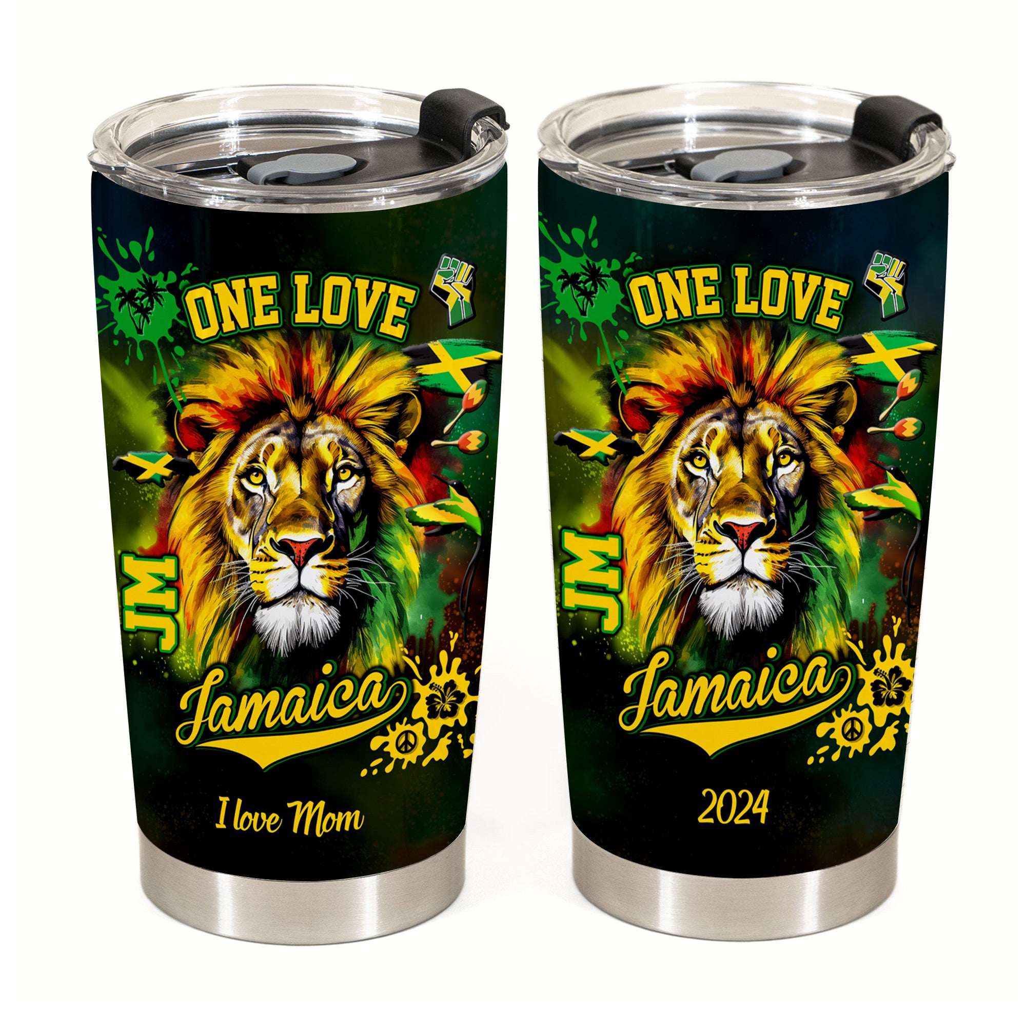 Custom Jamaica One Love Tumbler With Many Symbols