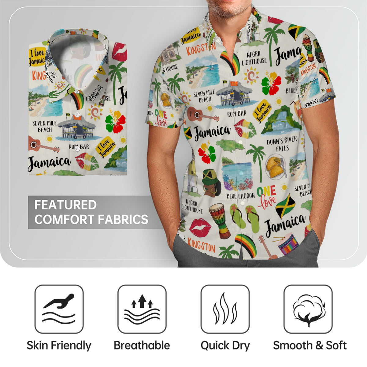 Jamaican Style Hawaiian Shirt With National Symbols