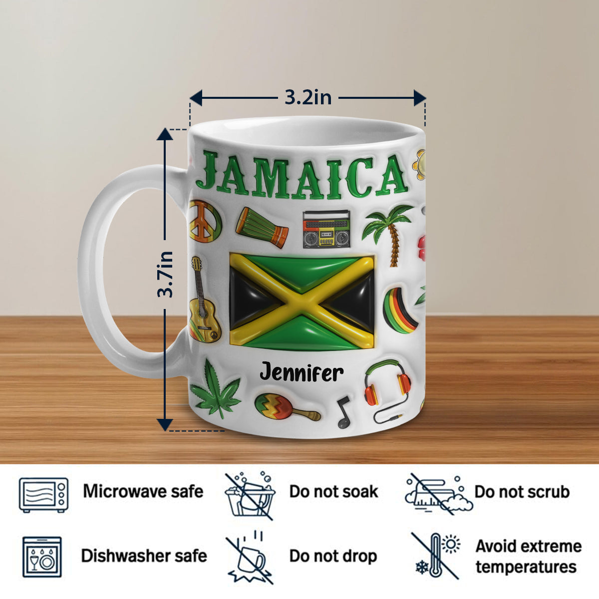 Custom Jamaica Coffee Mug Cup With Your Name v2