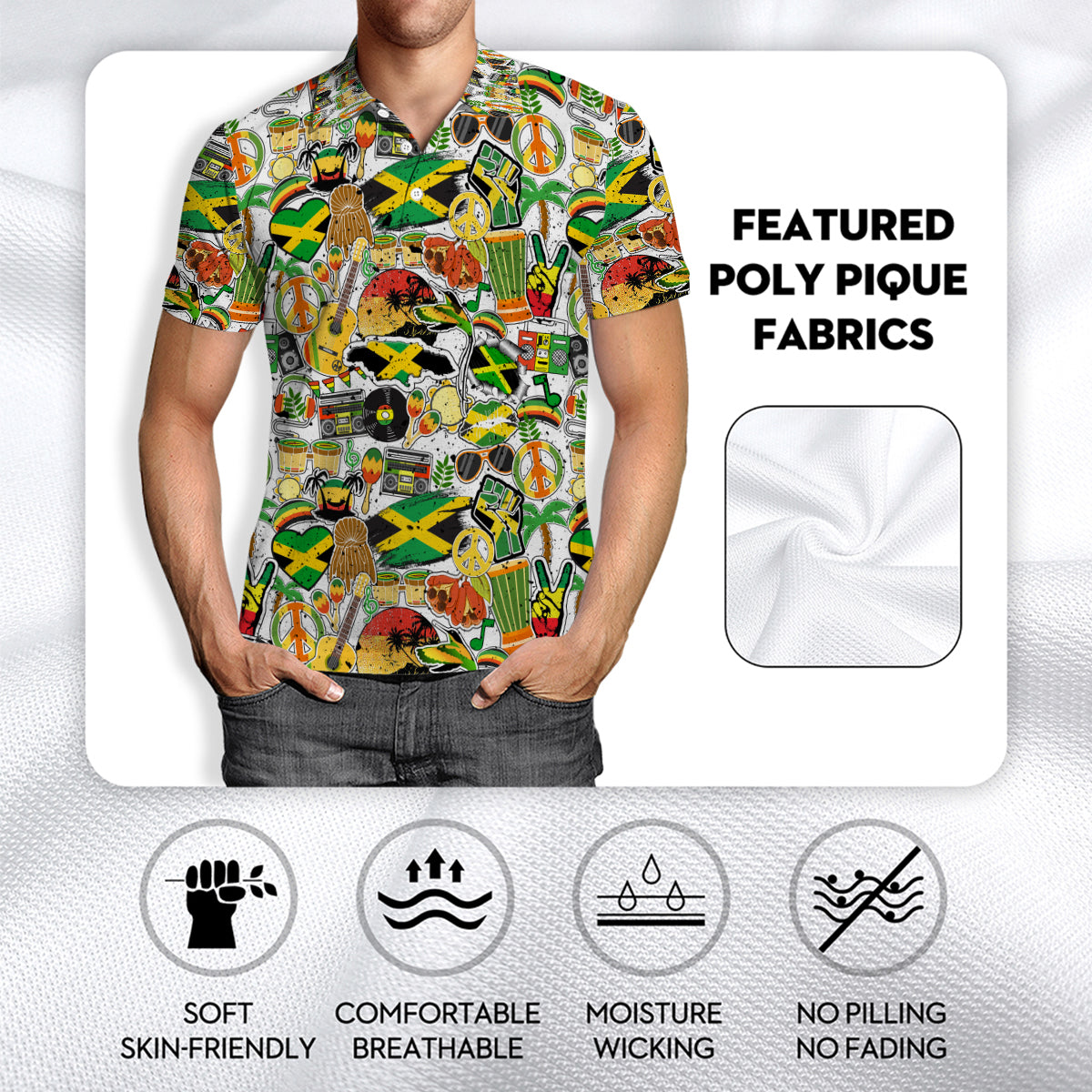 Jamaica Polo Shirt With Full Symbols