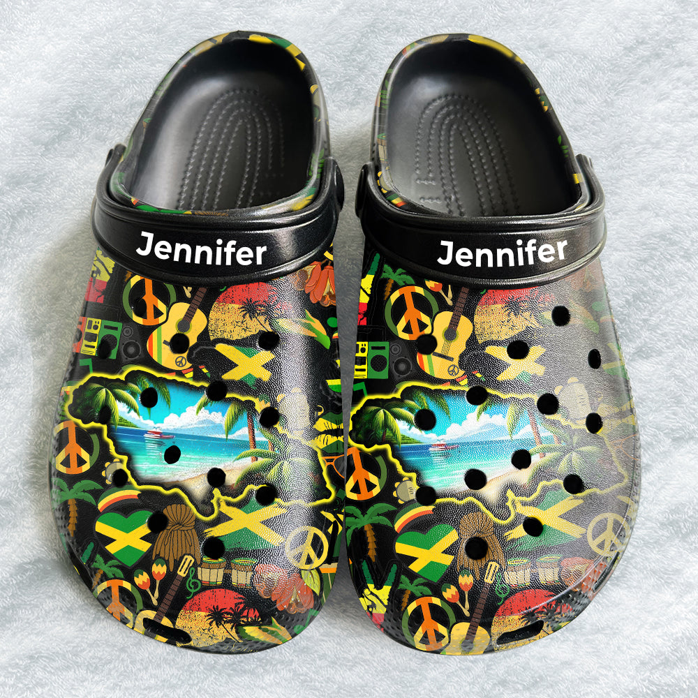 Jamaica Personalized Clogs Shoes With Jamaica Map And Symbols