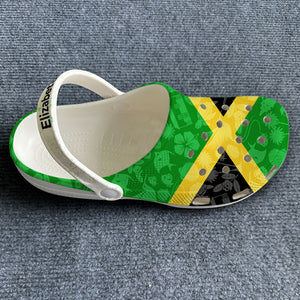 Jamaica Flag Personalized Clogs Shoes With Symbols Shadow Effect