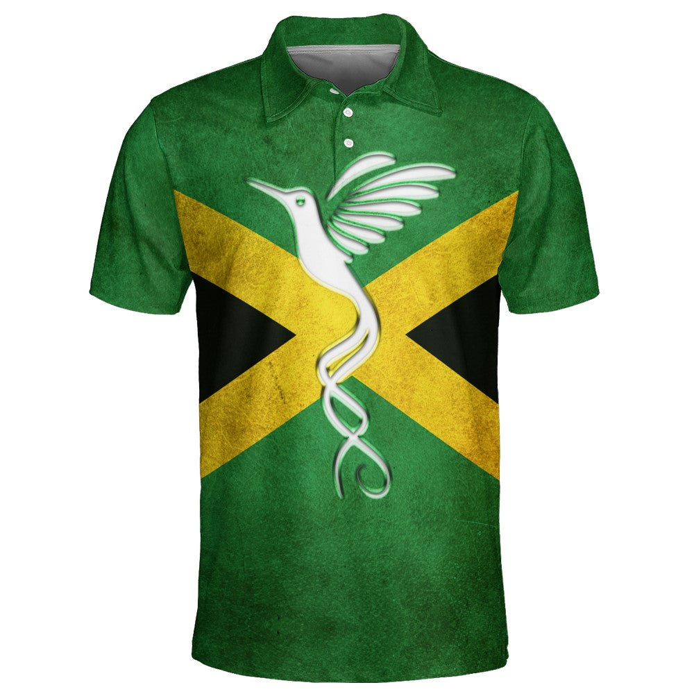 Jamaica Flag With Symbols Doctor Bird Polo Shirt
