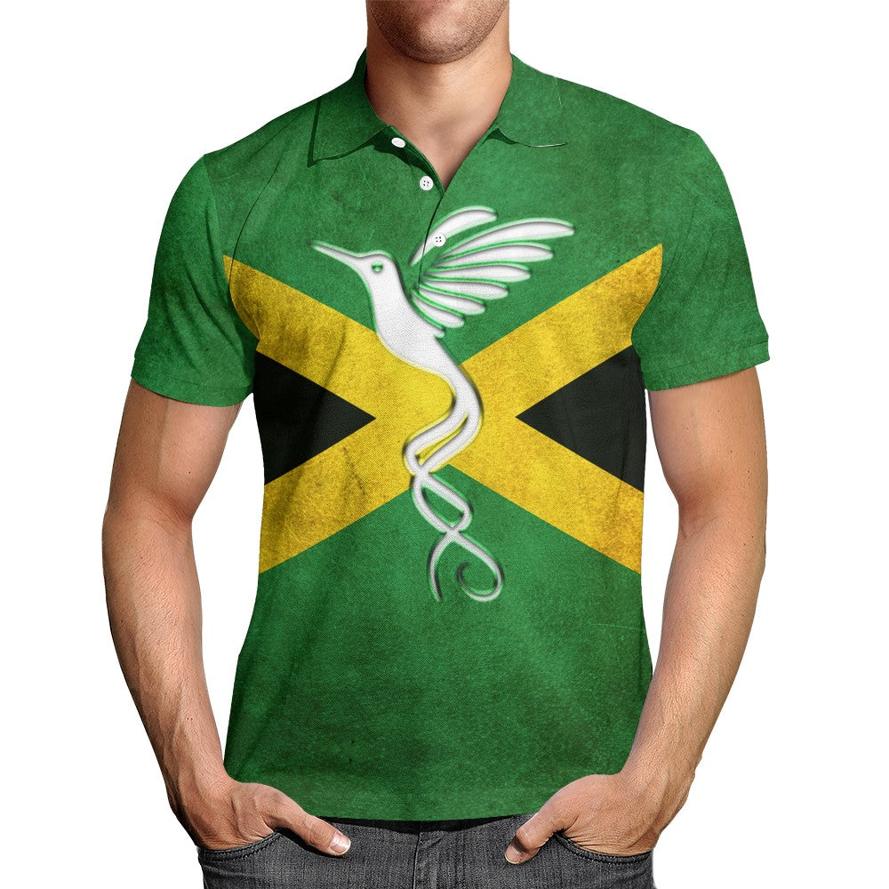 Jamaica Flag With Symbols Doctor Bird Polo Shirt