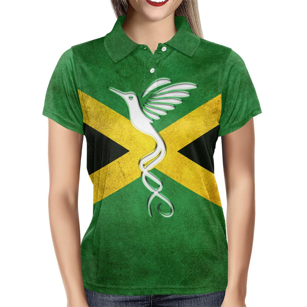 Jamaica Flag With Symbols Doctor Bird Polo Shirt
