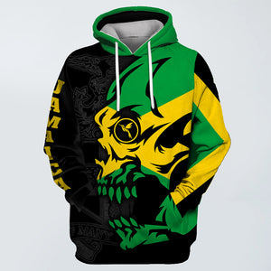 Jamaica 3D Hoodie Flag Skull Custom Your Name