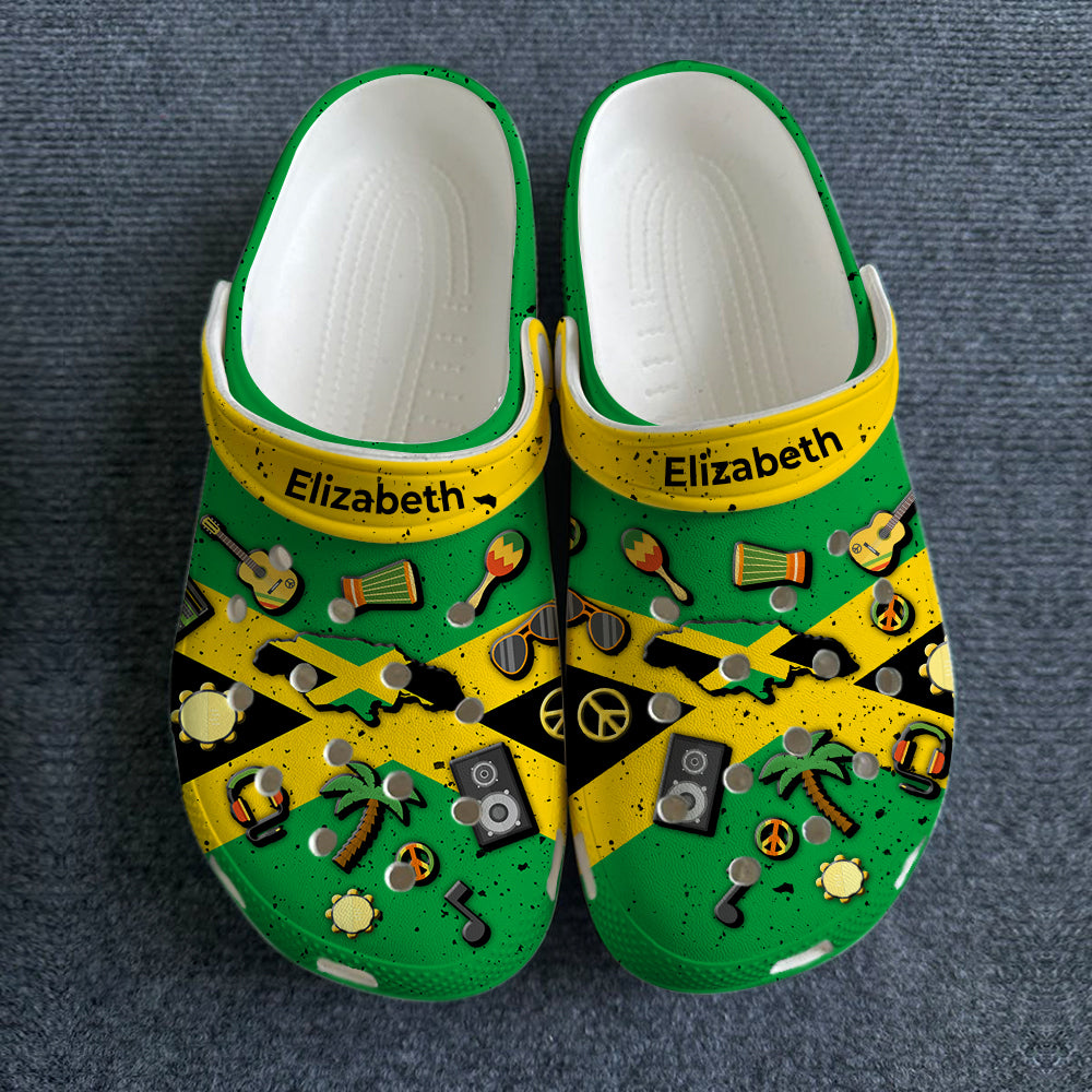 Jamaica Flag Symbols Personalized Clogs Shoes - Teezalo