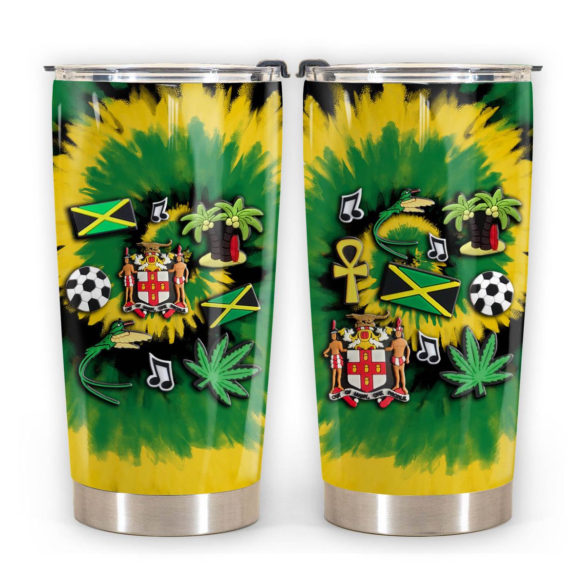 Jamaica Personalized Tumbler With Symbols Tie Dye