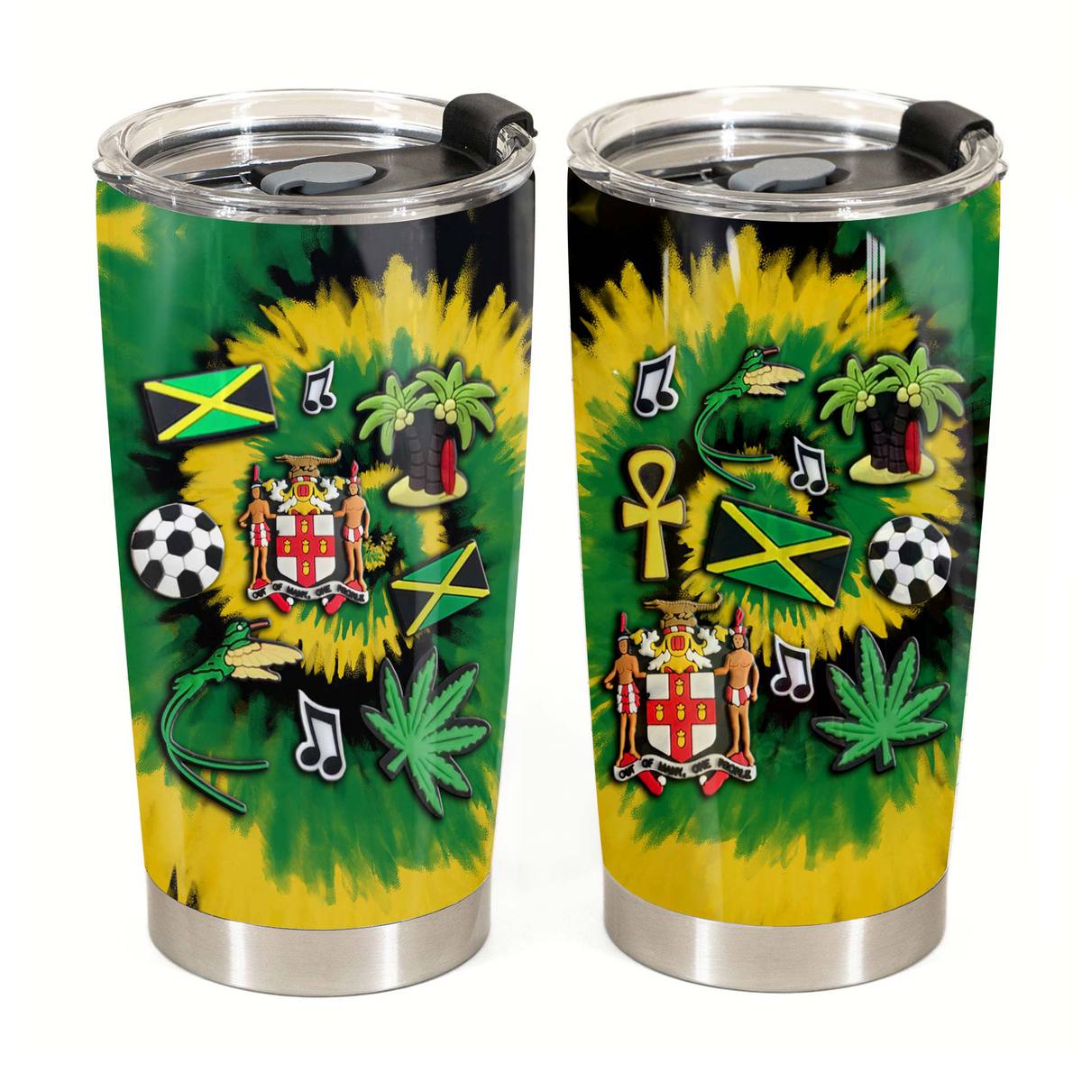 Jamaica Personalized Tumbler With Symbols Tie Dye