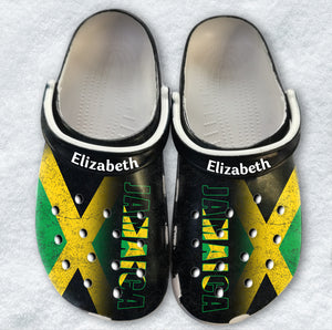 Jamaica Personalized Clogs Shoes With A Half Flag