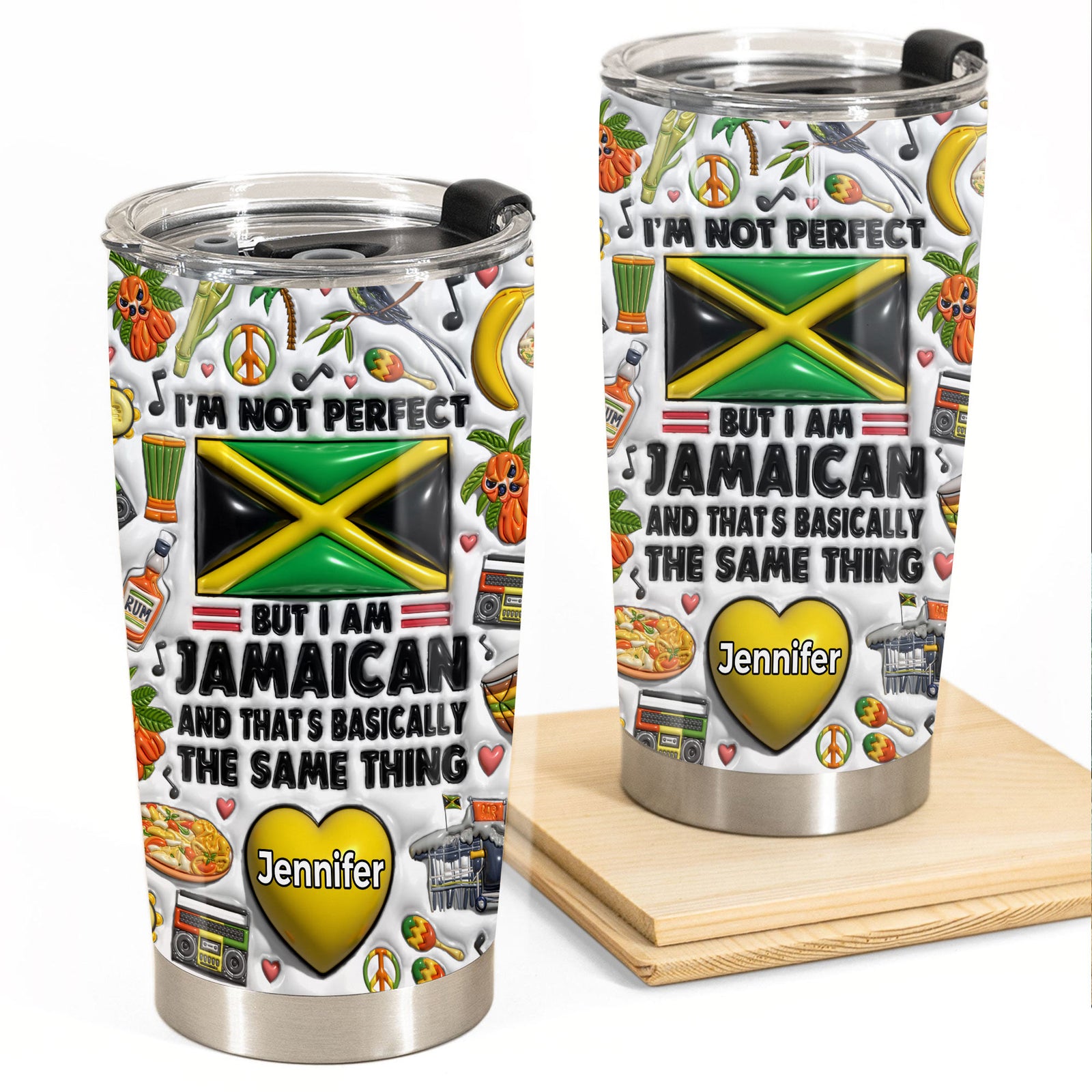 I'm Not Perfect But I'm Jamaican Personalized Tumbler