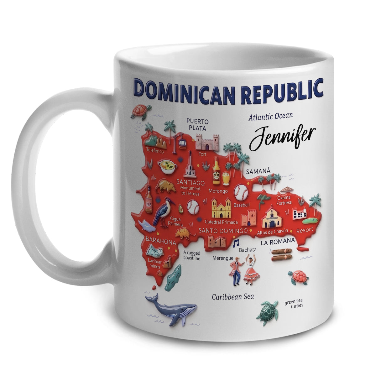 Personalized Dominican Republic Mug With Map, Name