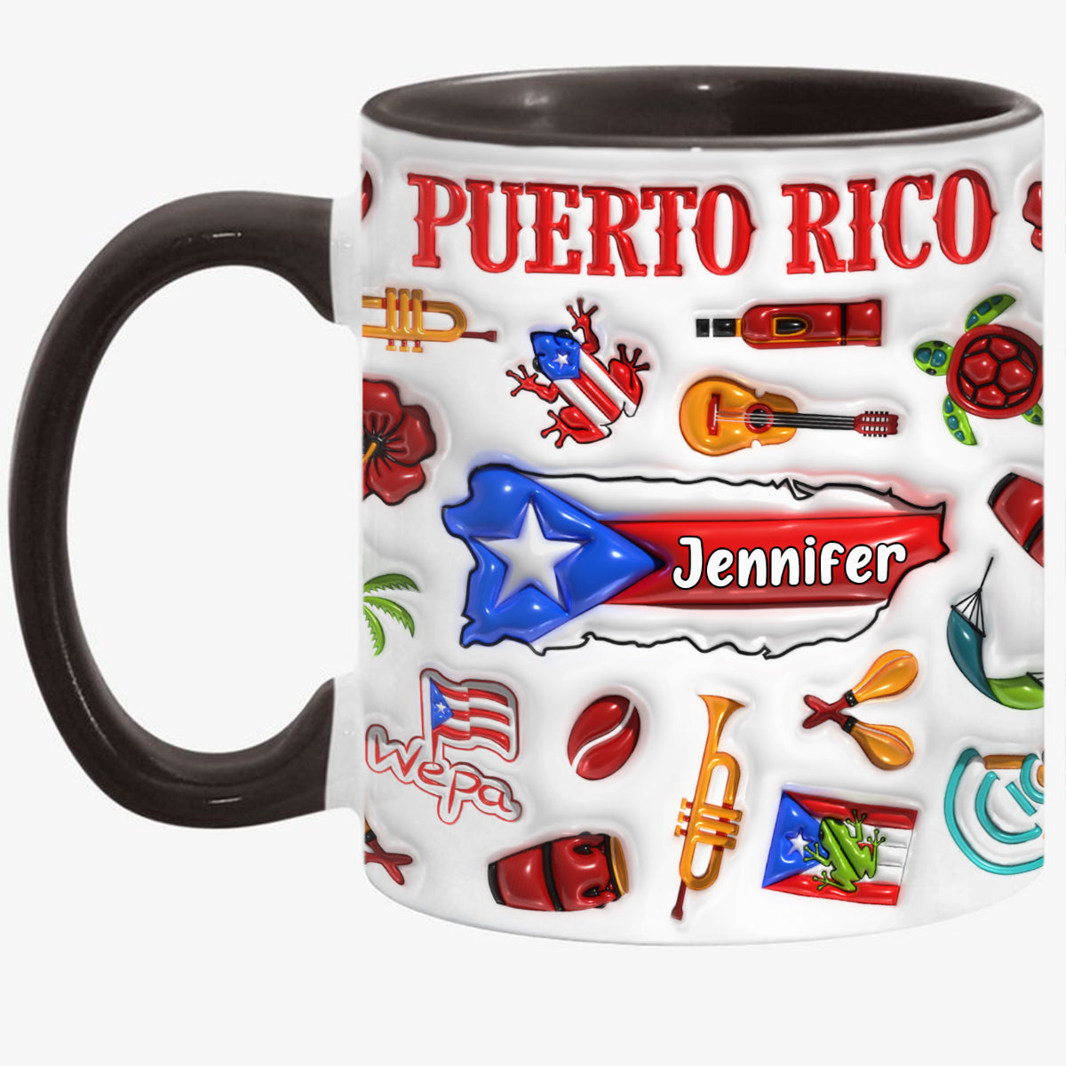 Custom Puerto Rico Accent Coffee Mug Cup With Your Name