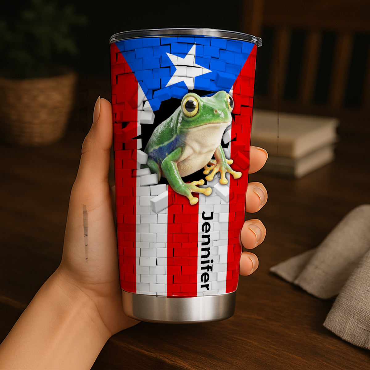 Custom Puerto Rico Frog In Hole Tumbler