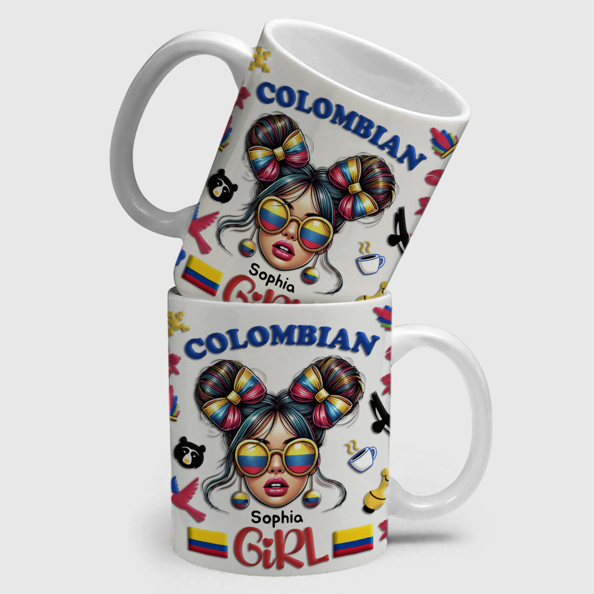 Custom Colombian Girl Mug Cup With Name