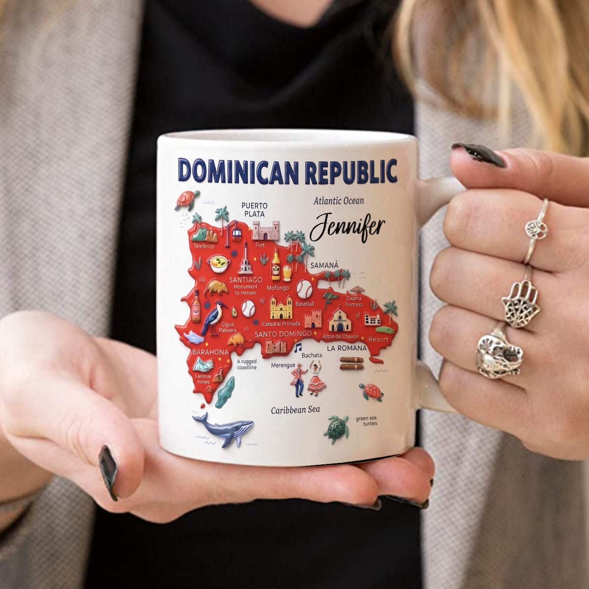 Personalized Dominican Republic Mug With Map, Name