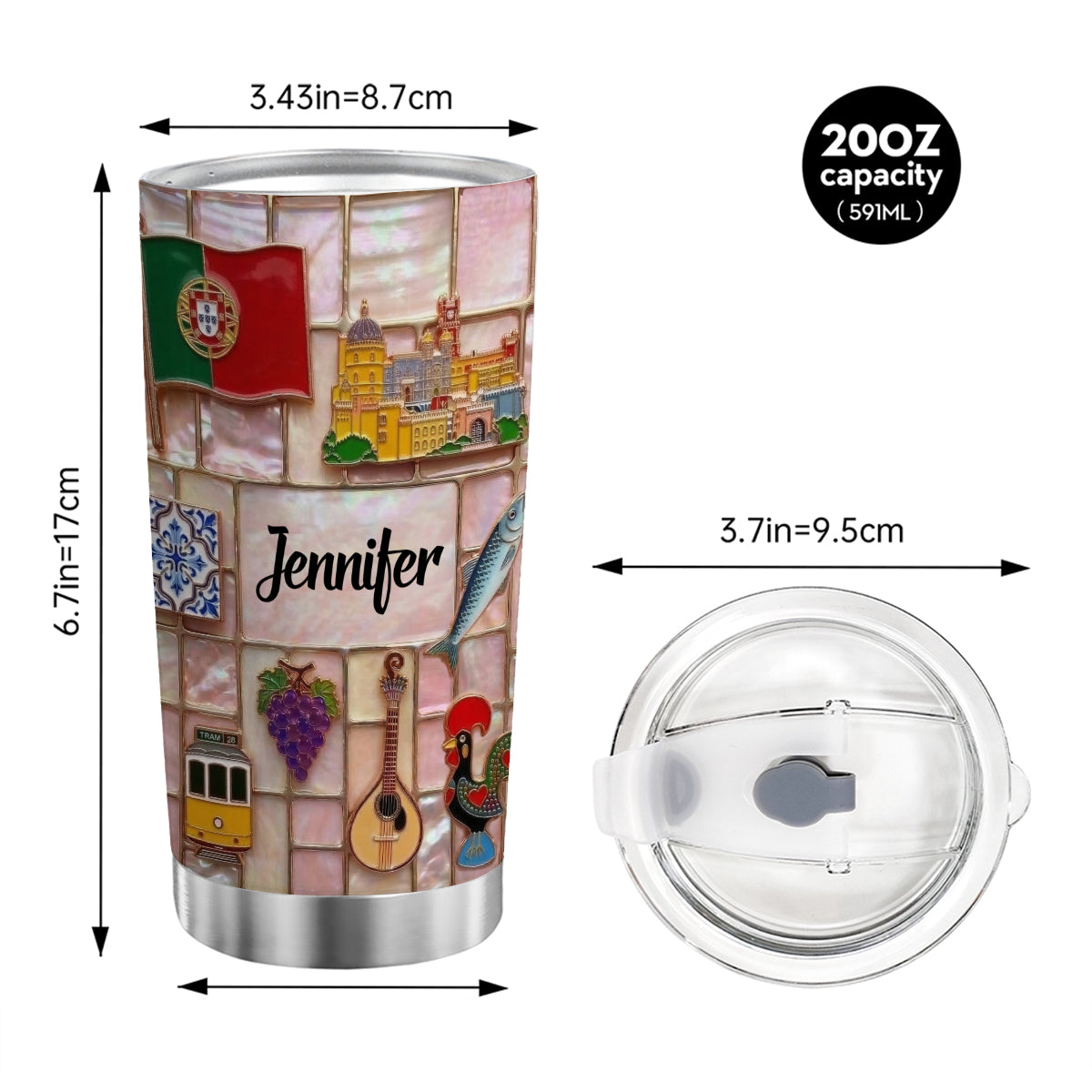 Custom Portugal Tumbler With Beautiful Symbols