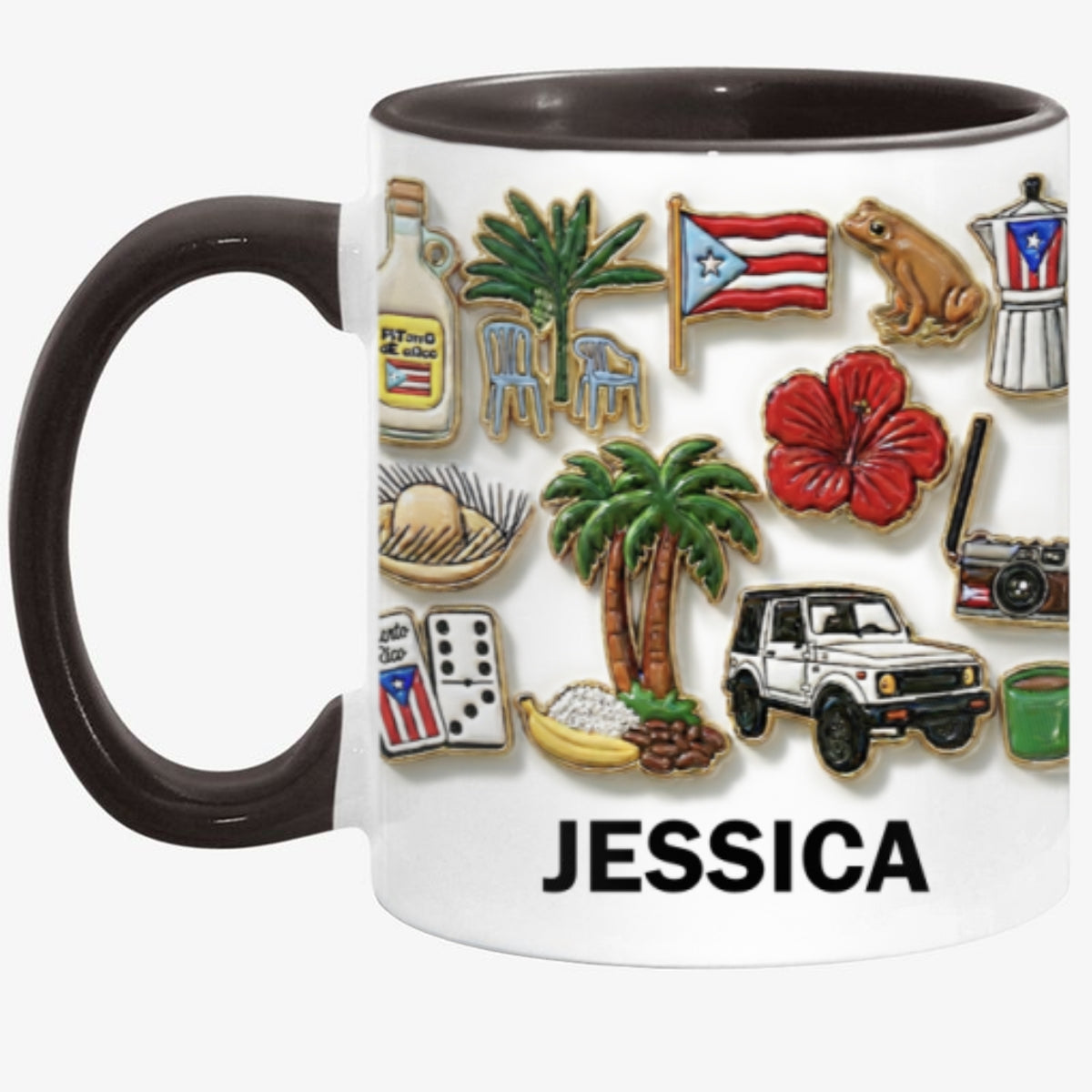 Puerto Rico Culture 2D Printed Coffee Mug Cup Personalized With Name