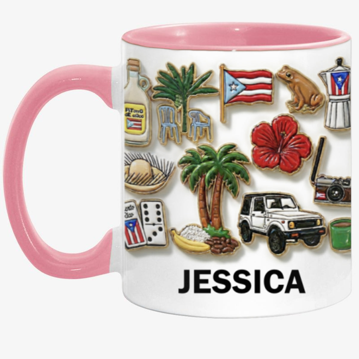 Puerto Rico Culture 2D Printed Coffee Mug Cup Personalized With Name