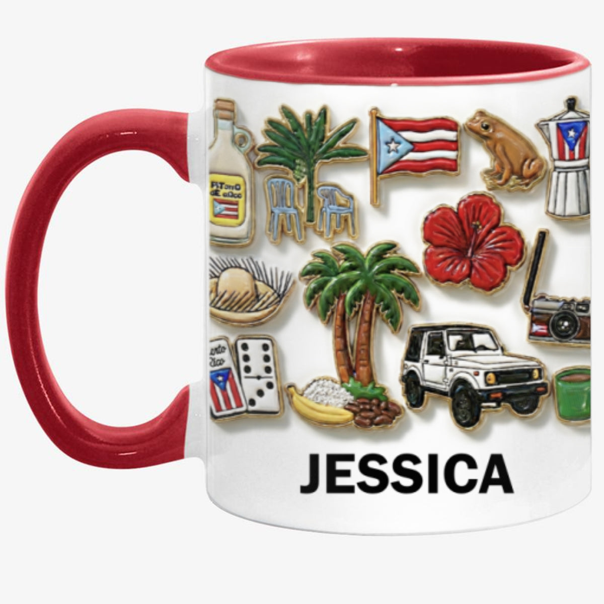Puerto Rico Culture 2D Printed Coffee Mug Cup Personalized With Name
