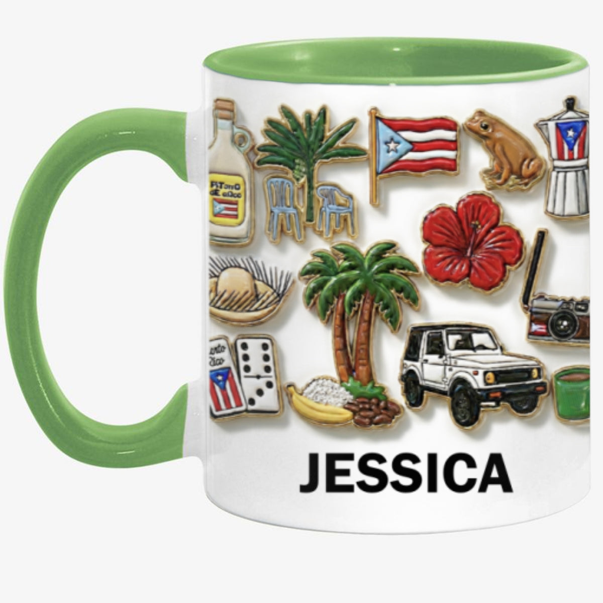 Puerto Rico Culture 2D Printed Coffee Mug Cup Personalized With Name