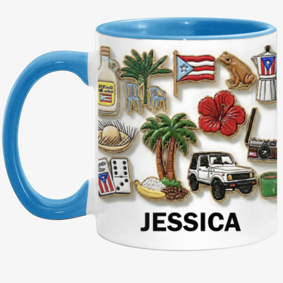 Puerto Rico Culture 2D Printed Coffee Mug Cup Personalized With Name