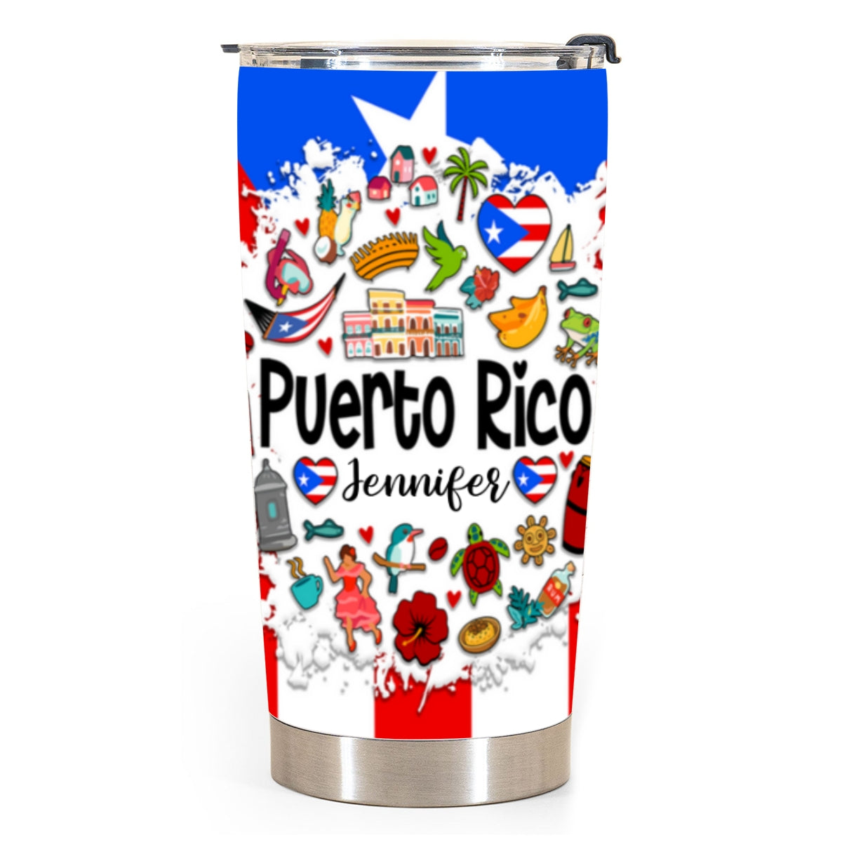 Custom Puerto Rico Tumbler 20oz With Symbols 