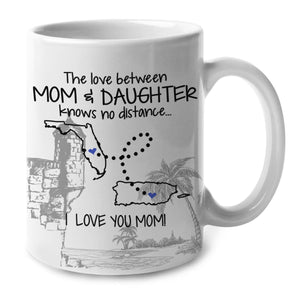 Love Knows No Distance Florida Puerto Rico Personalized Mug