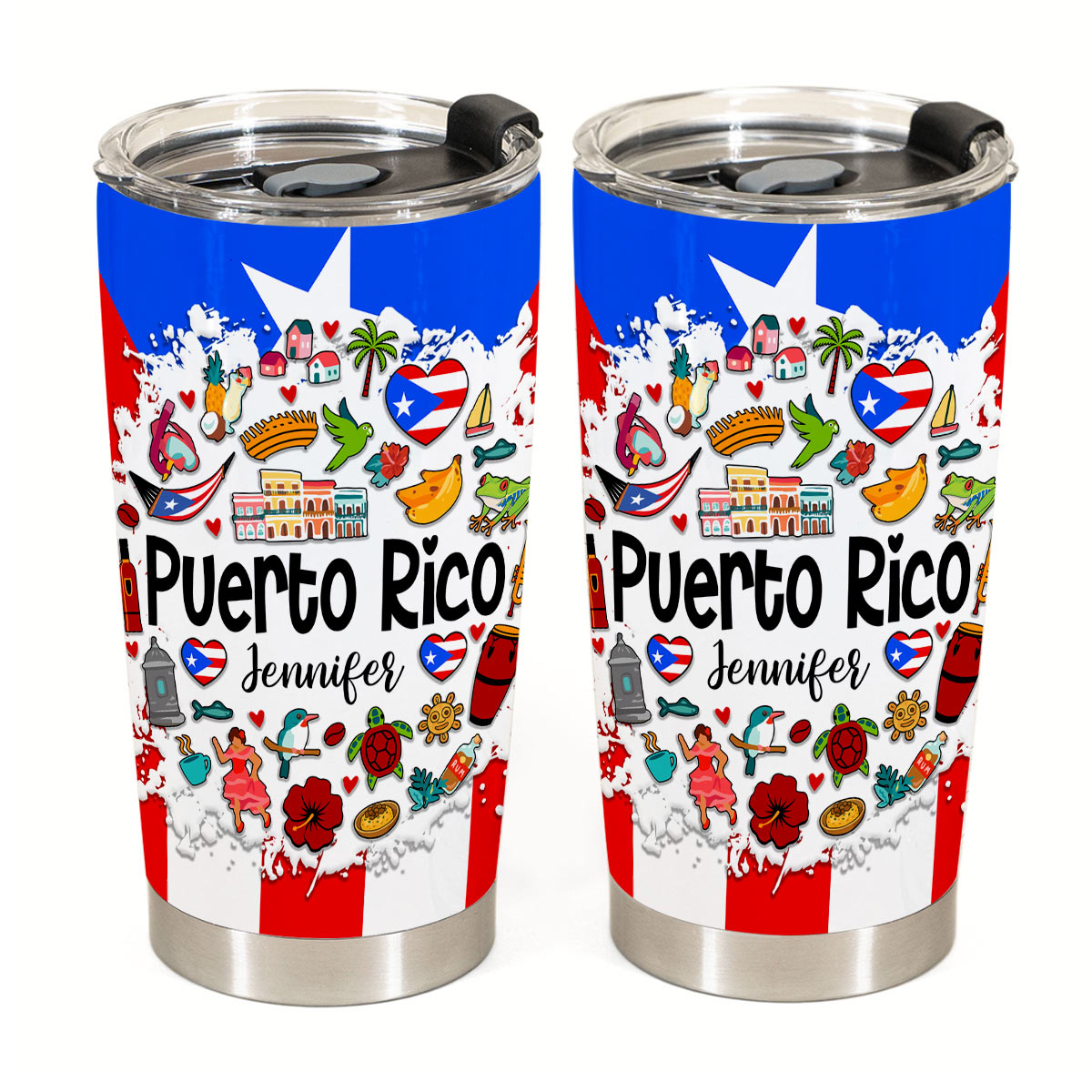 Custom Puerto Rico Tumbler 20oz With Symbols 