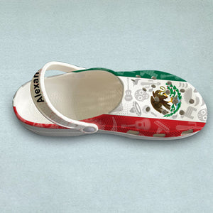 Mexico Flag Personalized Clogs Shoes With Symbols Shadow Effect