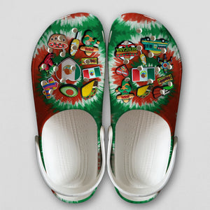 Mexican Personalized Clogs Shoes With Symbols Tie Dye