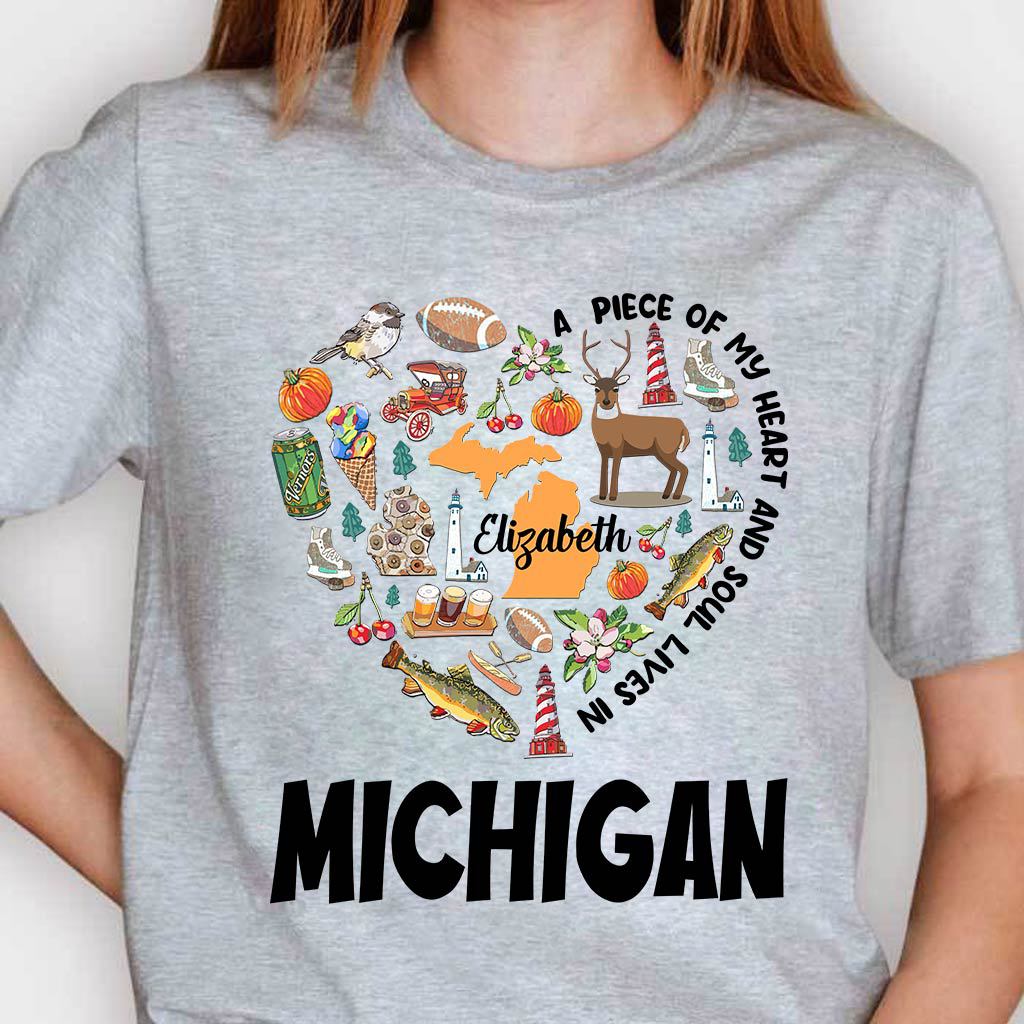 Personalized Michigan T-shirt, My heart and Soul Lives In Michigan