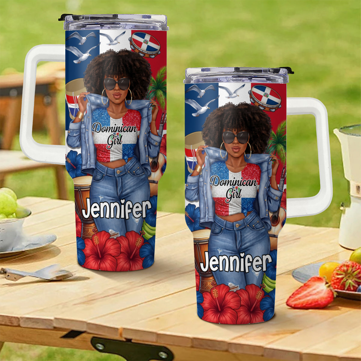 Custom Dominican Girl 40oz Tumbler With Glitter Effect Print