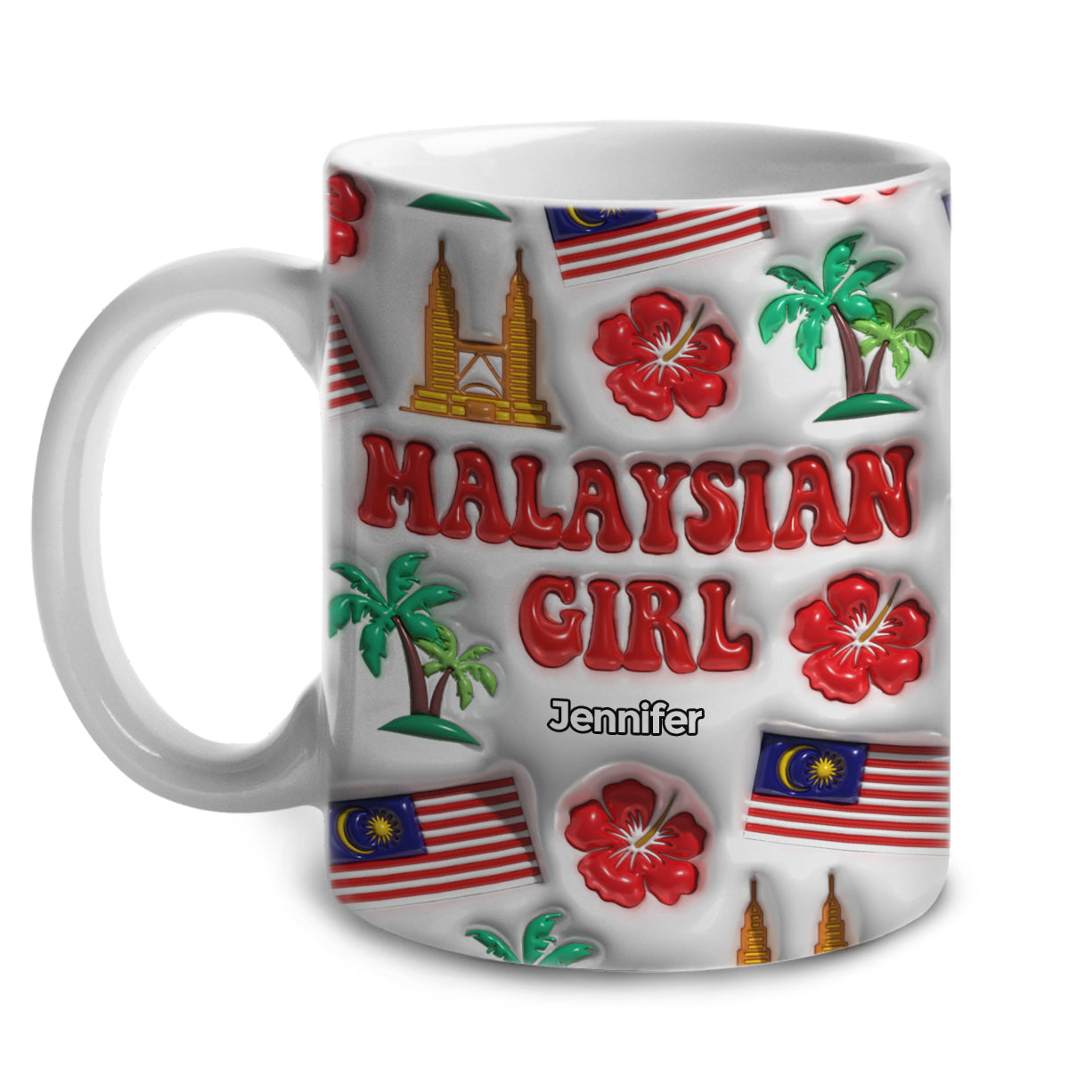 Malaysian Girl Coffee Mug Cup With Custom Your Name