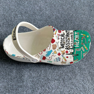 Medical Assistant It's A Work Of Heart Custom Clogs Shoes