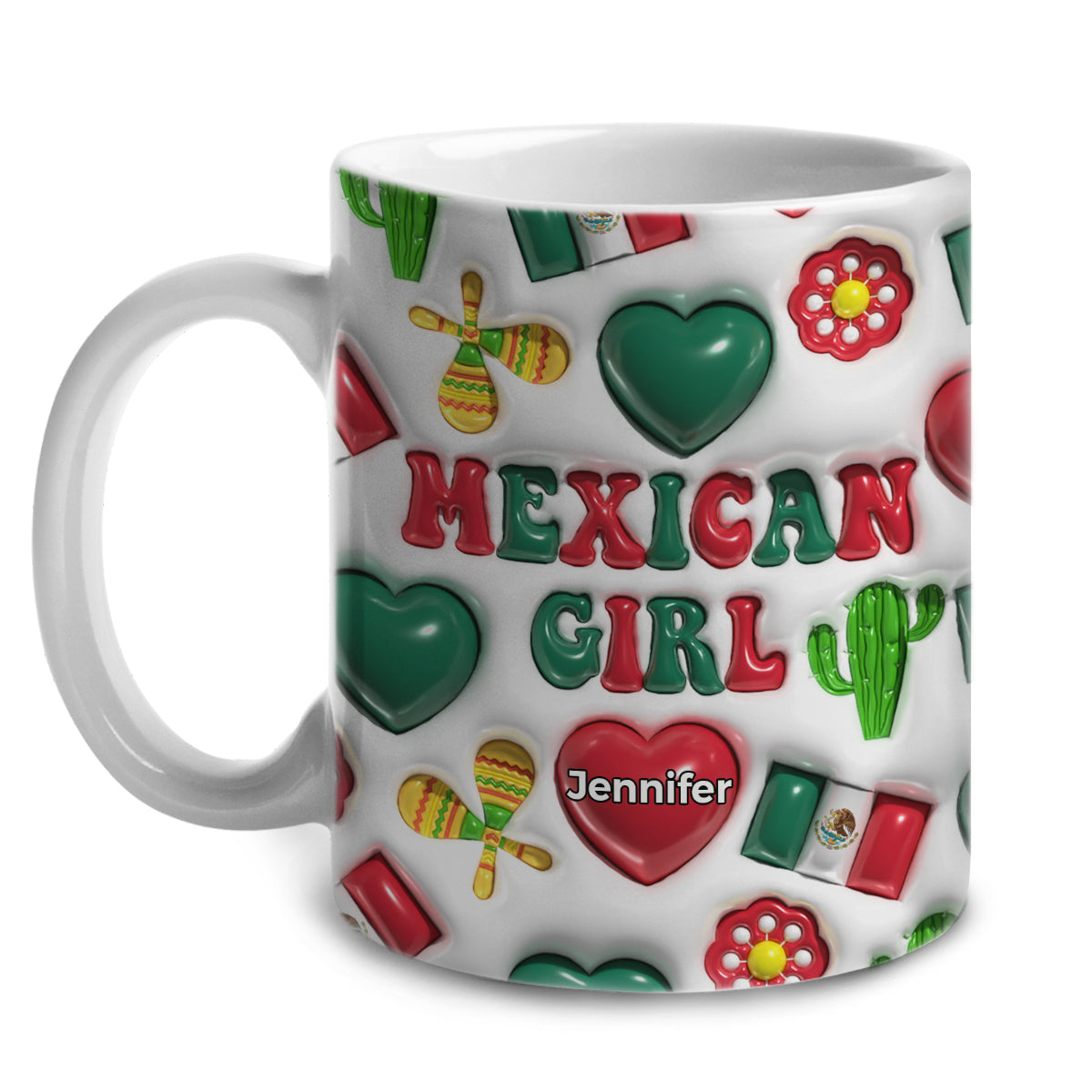 Mexico Mexican Girl Coffee Mug Cup With Custom Your Name