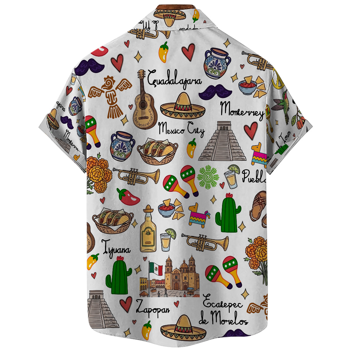 Mexico Hawaiian Shirt with Cultural Doodle Icons